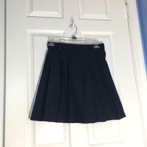 Navy Pleated Mini Skirt